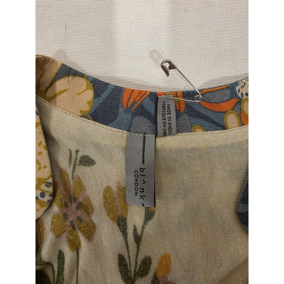 Blank London Woman's Green Floral Print Bohemian 1/2 Sleeve Top. Size XS - Picture 5 of 5